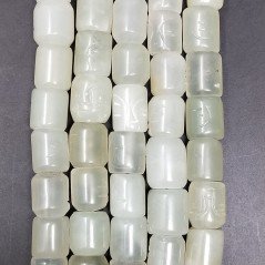 Giada Naturale Perline Forma Cilindro Liscio Inciso 11X13mm
