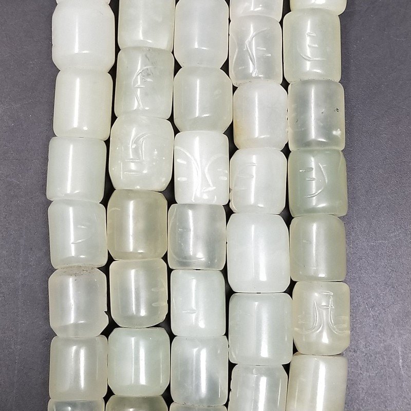 Giada Naturale Perline Forma Cilindro Liscio Inciso 11X13mm