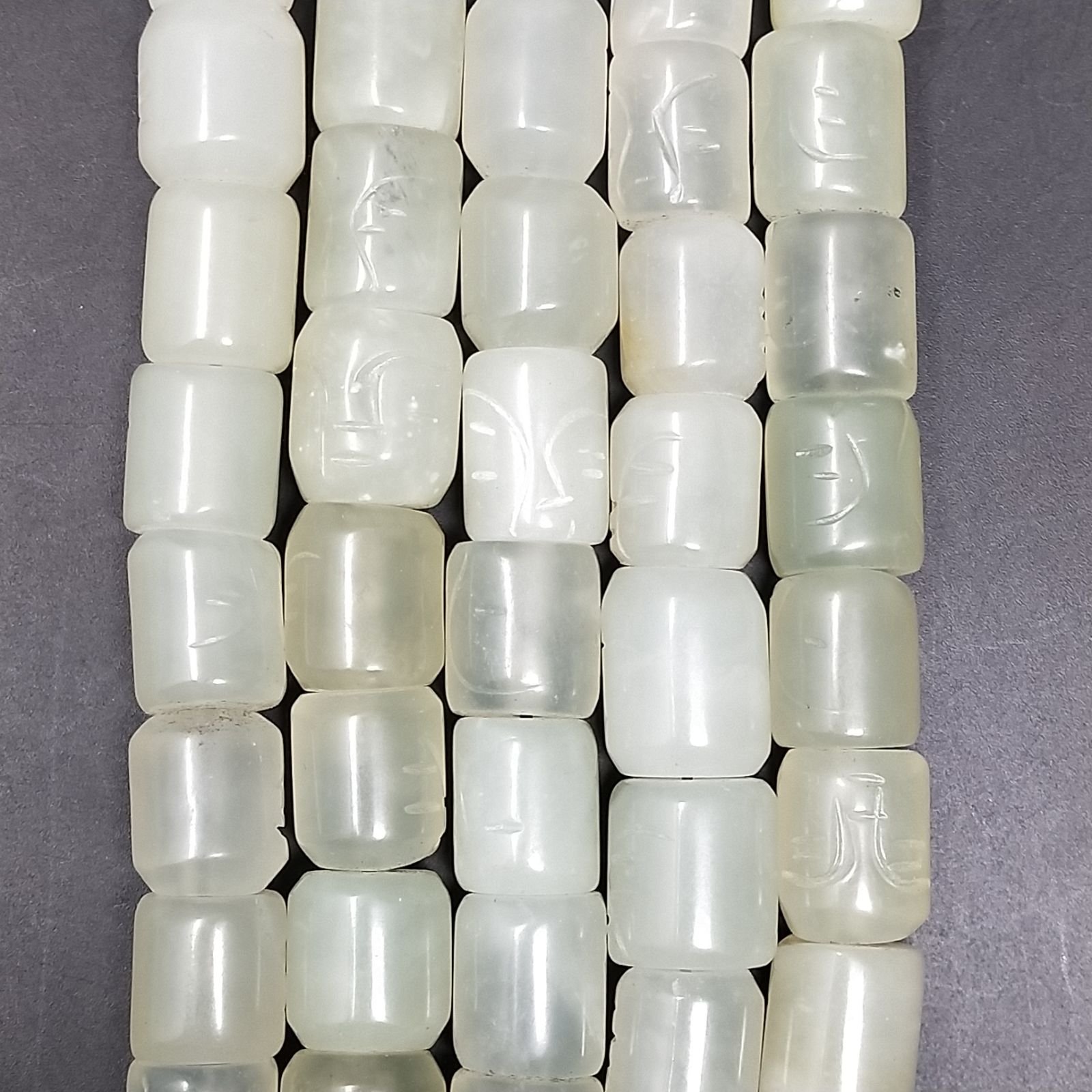 Giada Naturale Perline Forma Cilindro Liscio Inciso 11X13mm