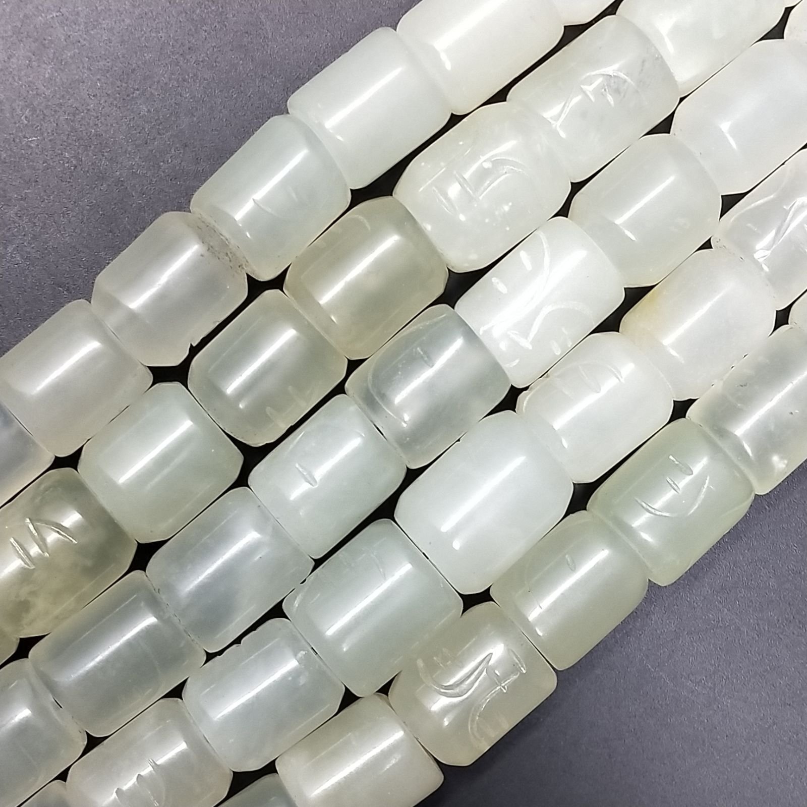 Giada Naturale Perline Forma Cilindro Liscio Inciso 11X13mm