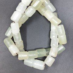 Giada Naturale Perline Forma Cilindro Liscio Inciso 11X13mm