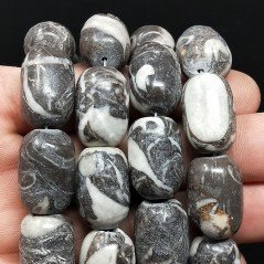Diaspro Picasso Grigio Perline Forma Barilotto Liscio 13X20mm