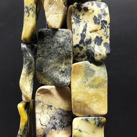 Turchese Giallo Naturale in Perline Forma Ovale Piatto Liscio Lavorato Foro Passante 20x30mm