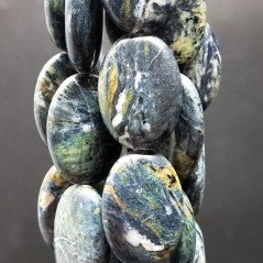 Cianite Naturale in Perline Forma Ovale Piatto Liscio Foro Passante 18X25mm