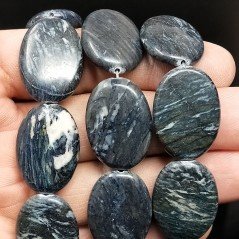 Cianite Naturale in Perline Forma Ovale Piatto Liscio Foro Passante 19X25mm