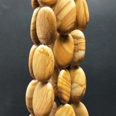 Pietra Paesina Naturale in Perline Forma Ovale Piatto Liscio Foro Passante 14X24mm