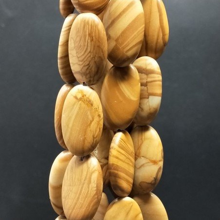 Pietra Paesina Naturale in Perline Forma Ovale Piatto Liscio Foro Passante 14X24mm