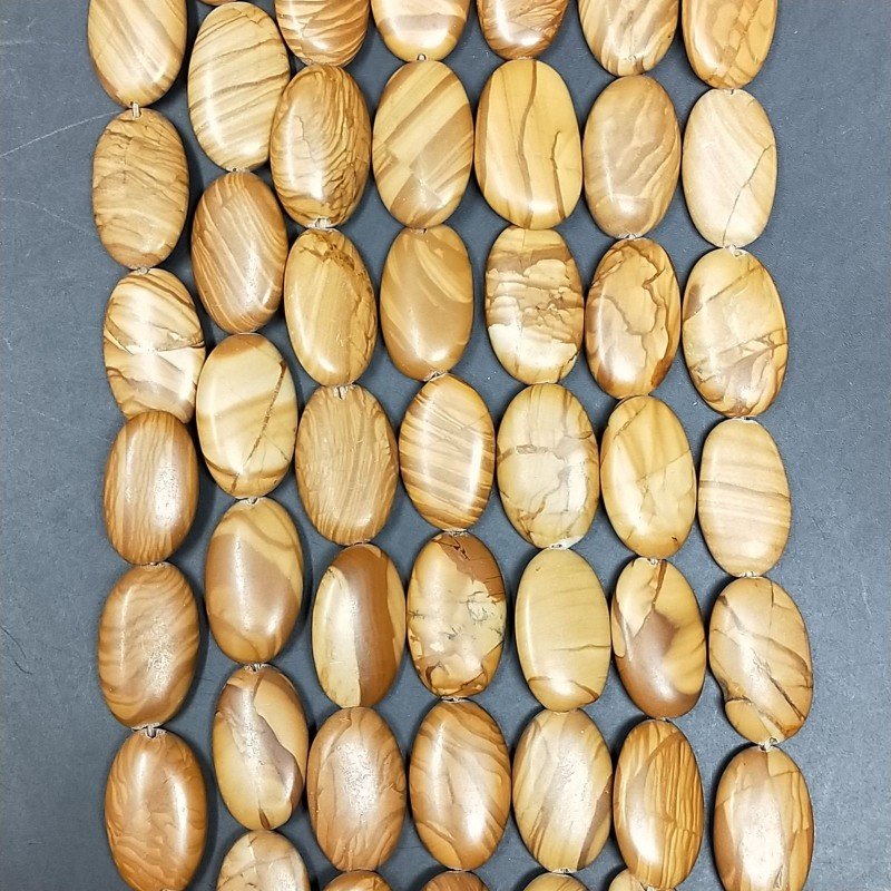 Pietra Paesina Naturale in Perline Forma Ovale Piatto Liscio Foro Passante 14X24mm