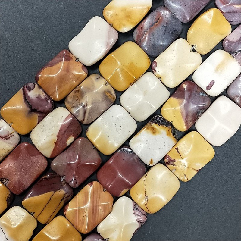 Mokaite Naturale in Perline Forma Rettangolare Lavorato Piatto Liscio Foro Passante 15X20mm