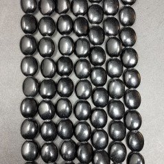 Agata Nera in Perline Forma Ovale Piatto Liscio Foro Passante 08X10mm