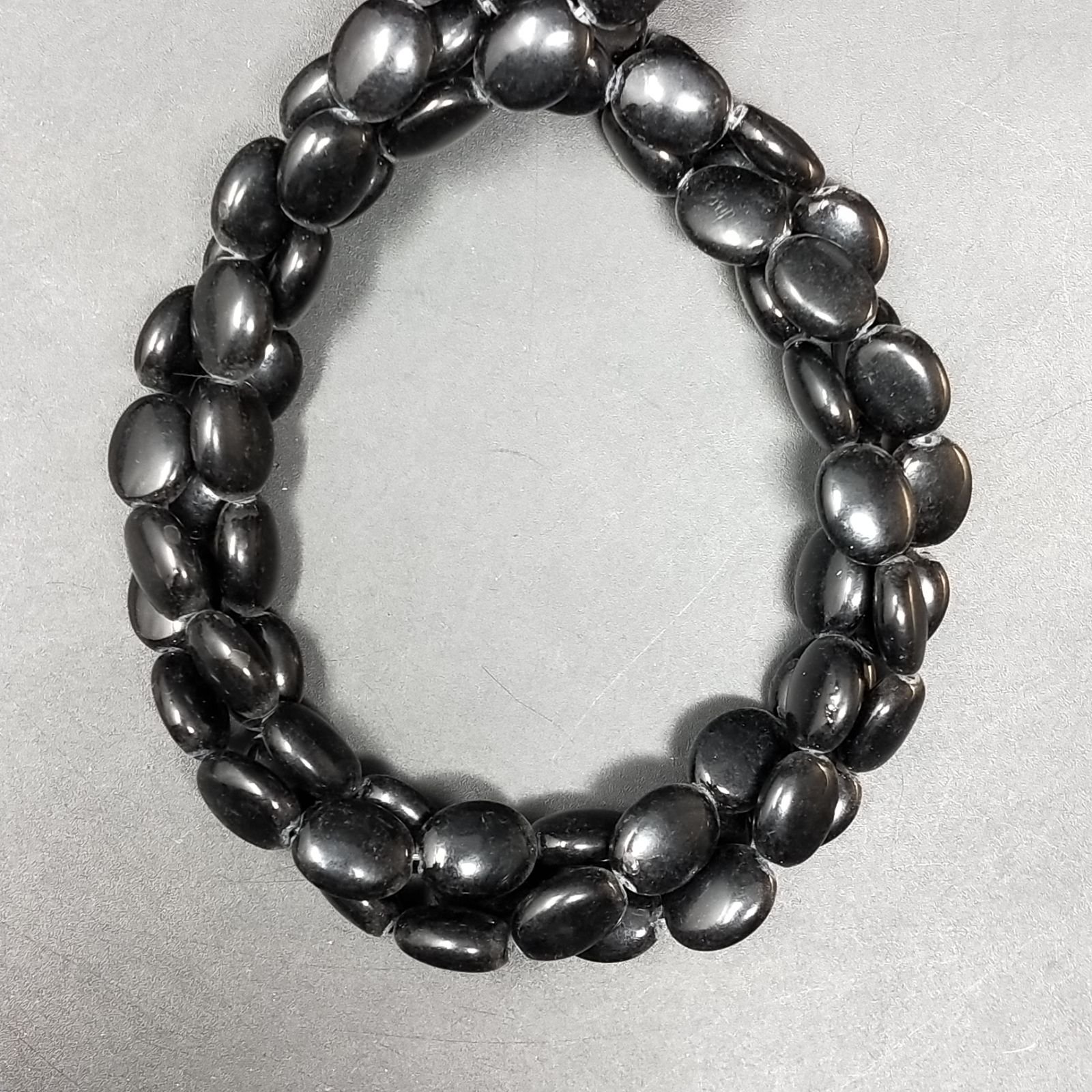 Agata Nera in Perline Forma Ovale Piatto Liscio Foro Passante 08X10mm