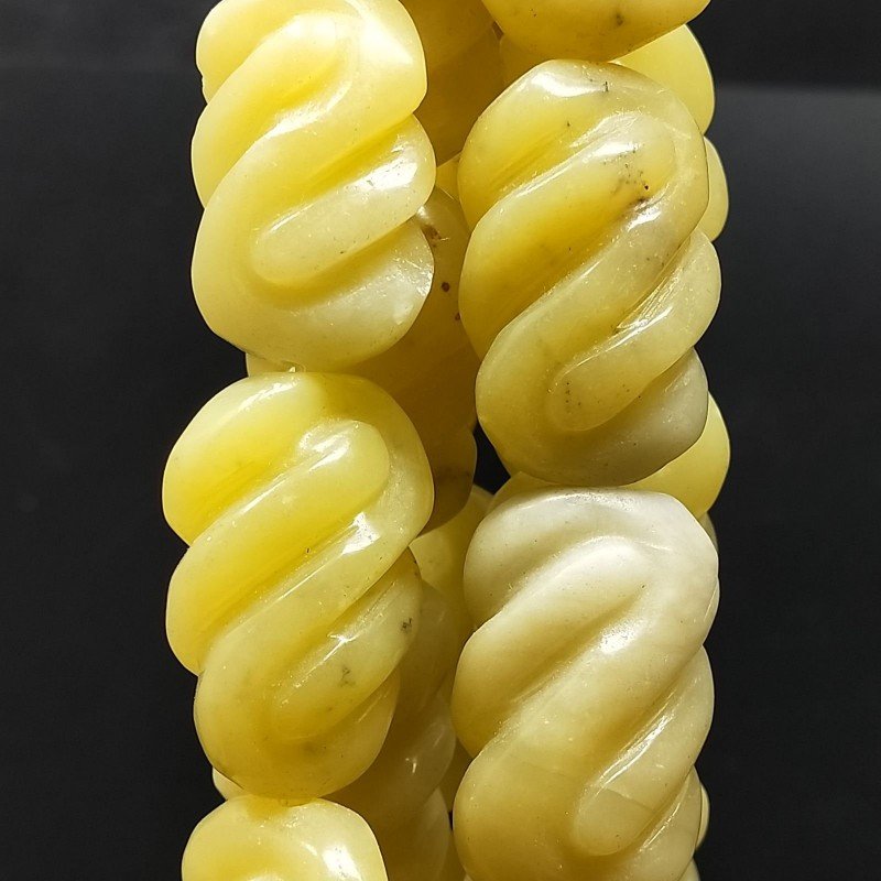 Giada Limone Naturale Perline Forma Fantasia Insione Infinito Liscio Foro Passante 18x30mm