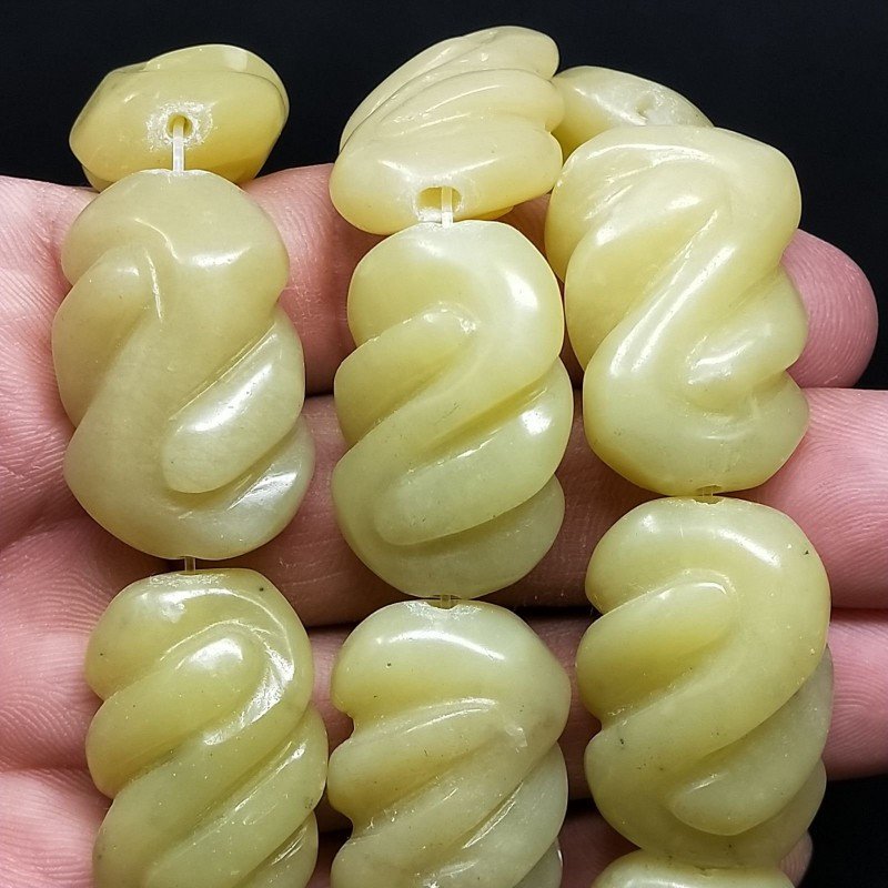 Giada Limone Naturale Perline Forma Fantasia Insione Infinito Liscio Foro Passante 18x30mm