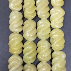 Giada Limone Naturale Perline Forma Fantasia Insione Infinito Liscio Foro Passante 18x30mm
