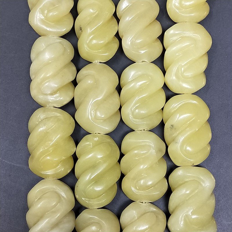 Giada Limone Naturale Perline Forma Fantasia Insione Infinito Liscio Foro Passante 18x30mm