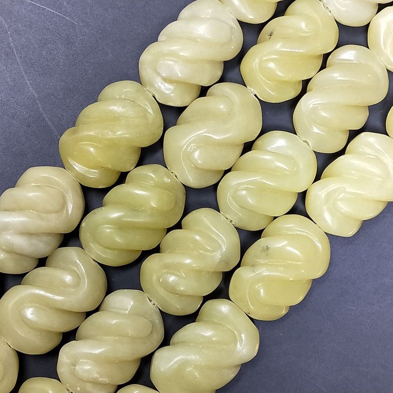Giada Limone Naturale Perline Forma Fantasia Insione Infinito Liscio Foro Passante 18x30mm