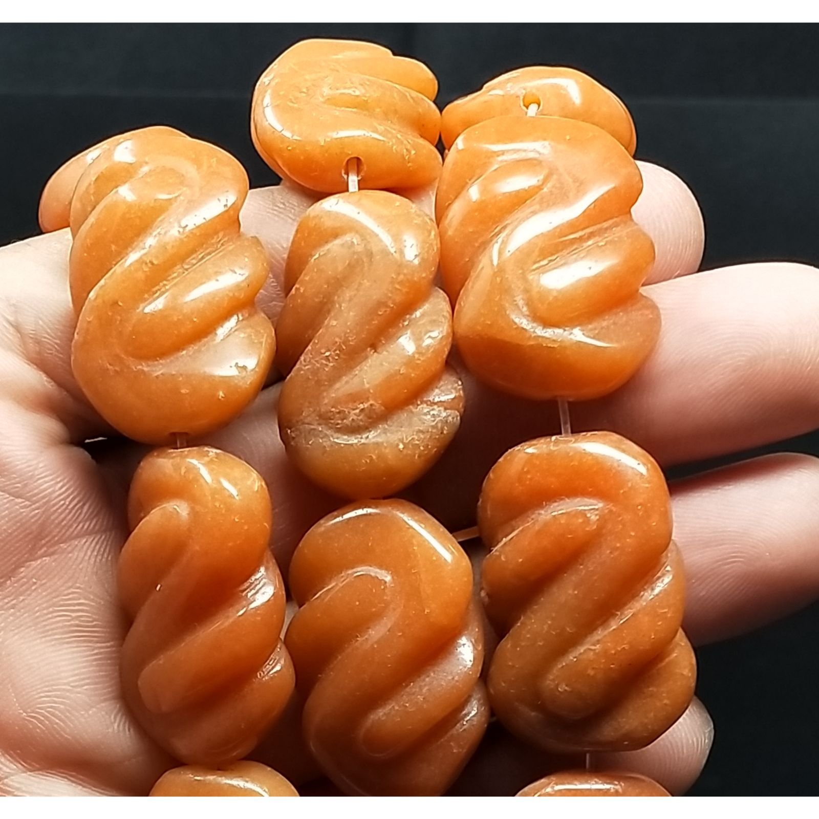 Avventurina Arancio Perline Forma Fantasia Incisione Infinito 18x30mm