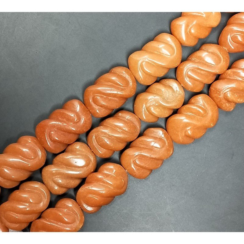 Avventurina Arancio Perline Forma Fantasia Incisione Infinito 18x30mm
