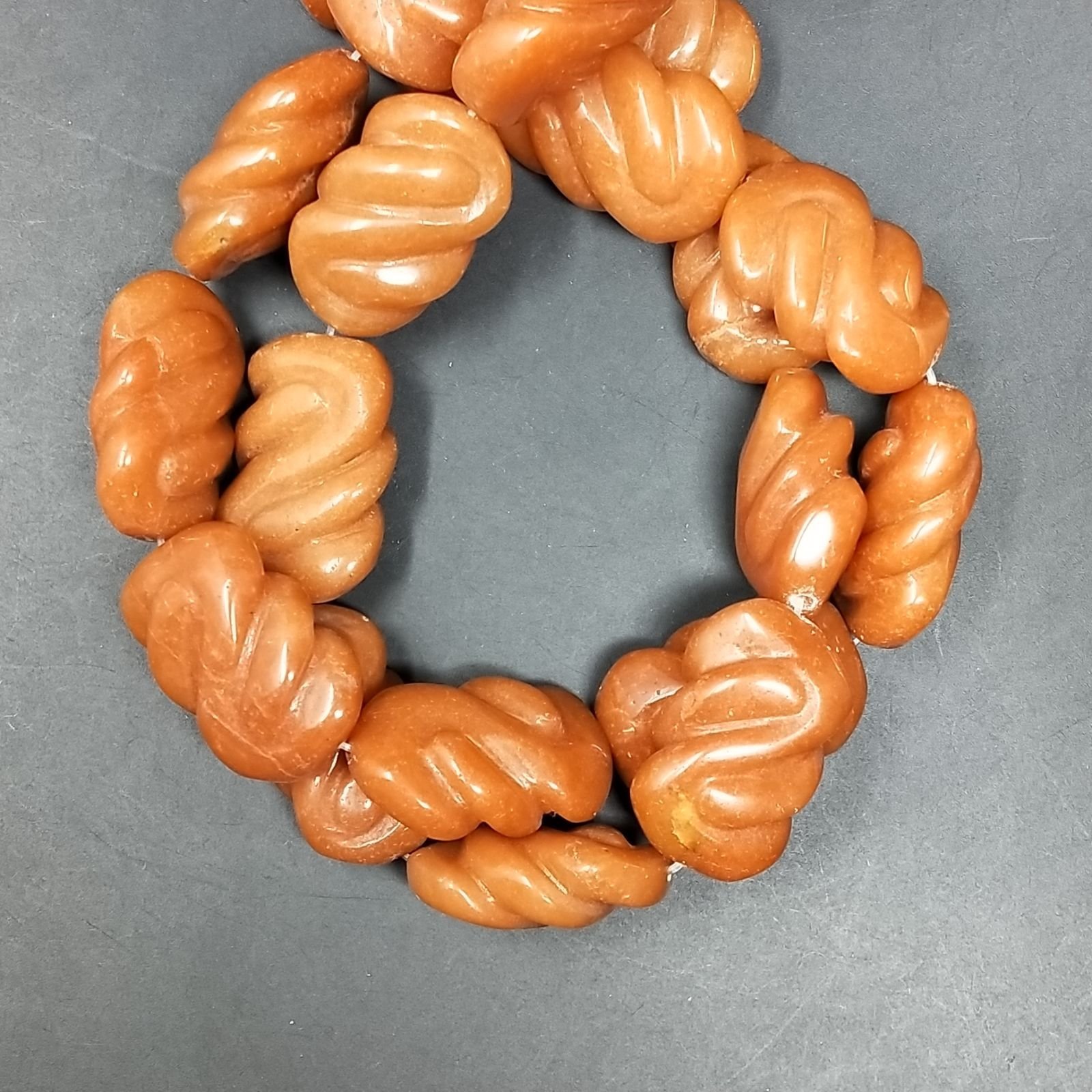 Avventurina Arancio Perline Forma Fantasia Incisione Infinito 18x30mm