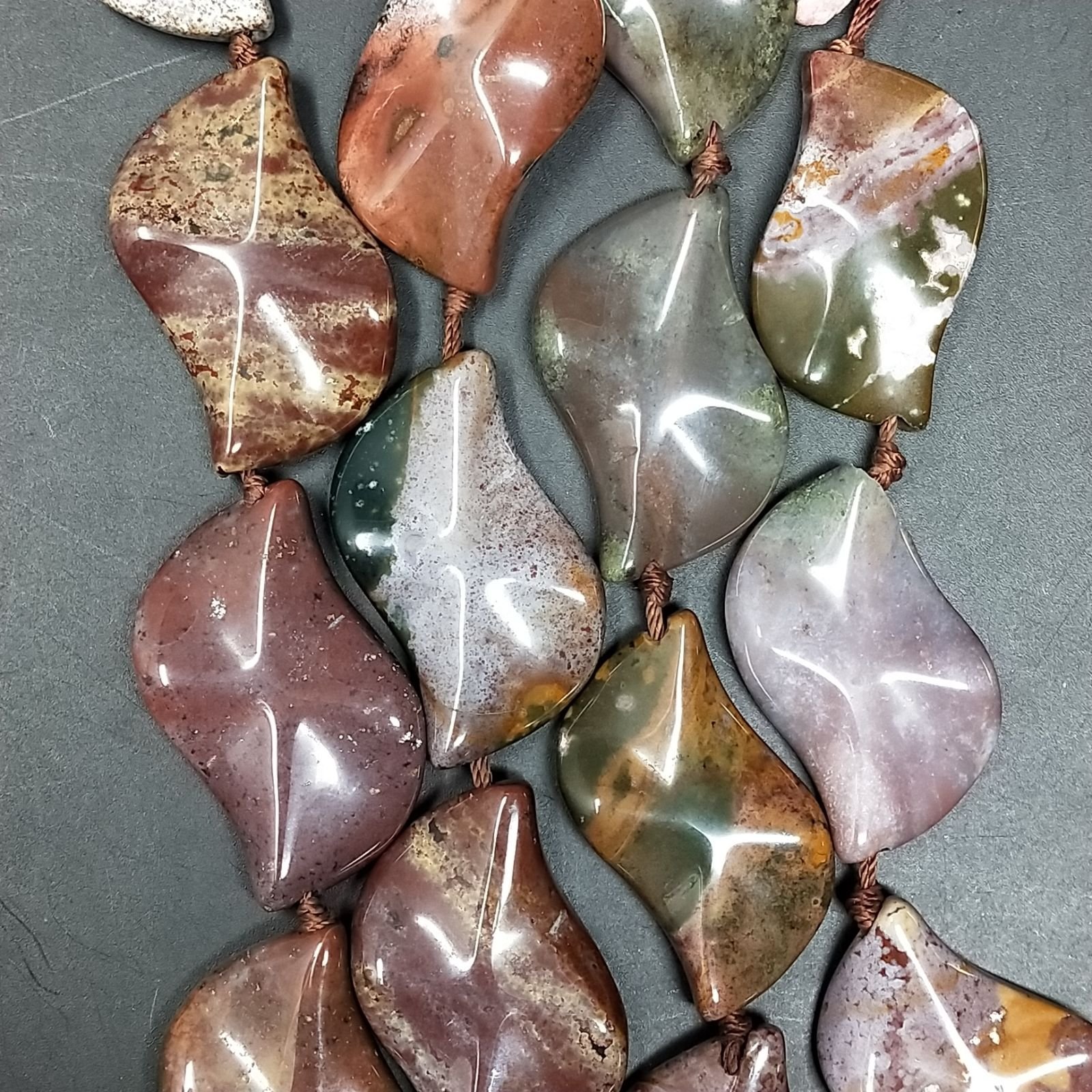Agata Indiana Perline Forma Foglia Liscio 19X30mm