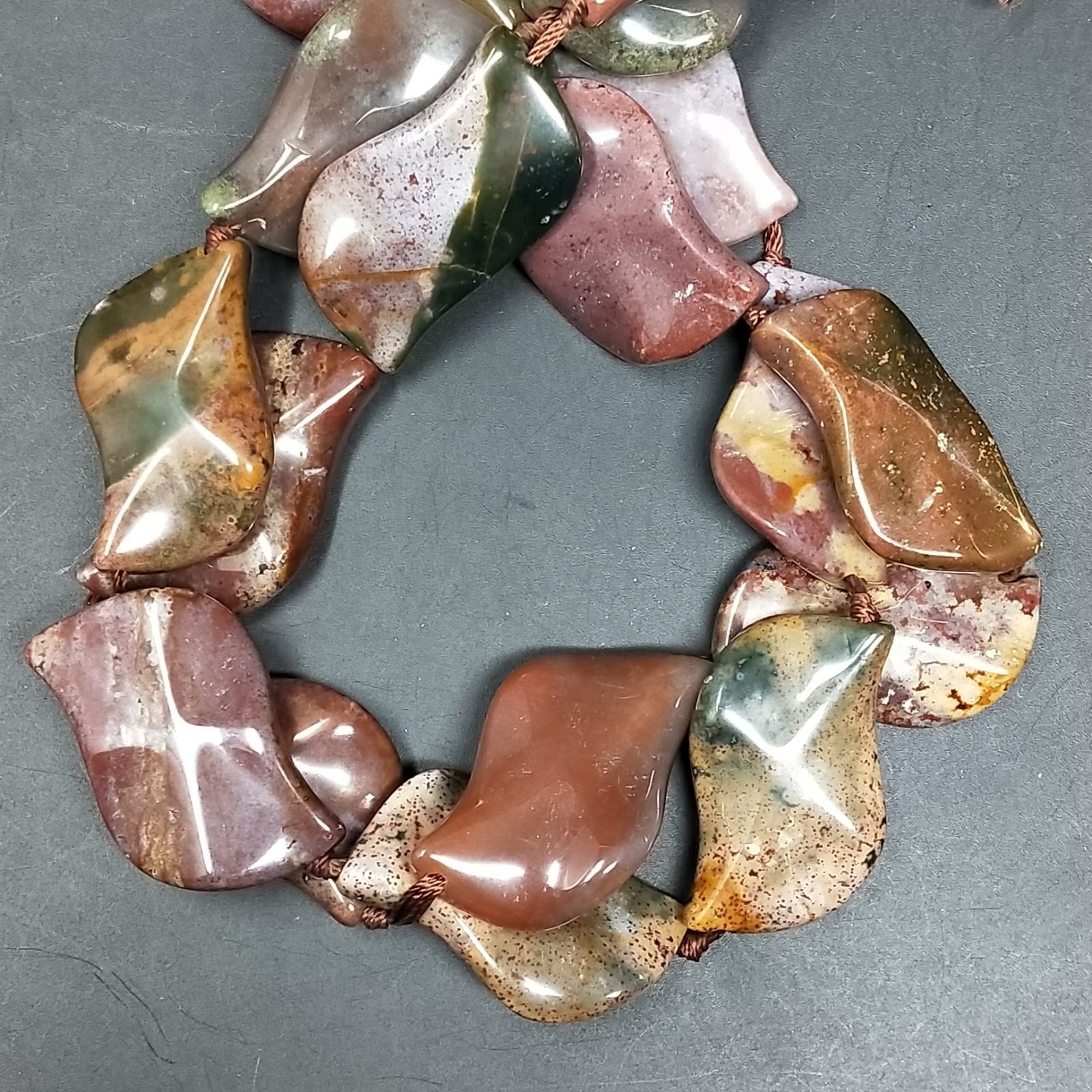 Agata Indiana Perline Forma Foglia Liscio 19X30mm