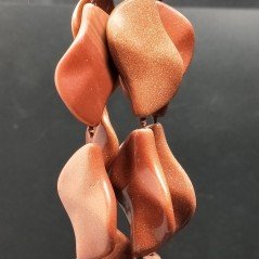 Pietra Di Sole Perline Forma Foglia Inciso Liscio Piatto Foro Passante 18X37mm