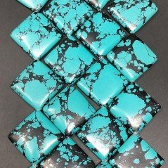 Pasta Di Turchese in Perline Forma Rombo Piatto Liscio Foro Diagonale 32mm