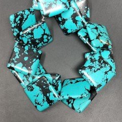 Pasta Di Turchese in Perline Forma Rombo Piatto Liscio Foro Diagonale 32mm