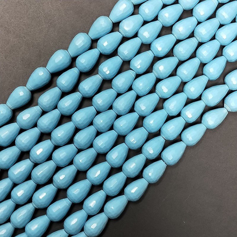 Pasta Di Turchese in Perline Forma Goccia Tondo Sfaccettato Foro Passante 08X13mm