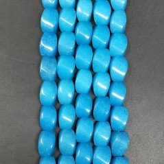 Giada Azurro in Perline Forma Twist Liscio a Mano Foro Passante 10x14mm