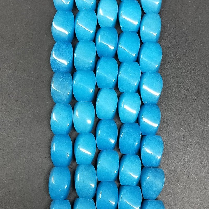 Giada Azurro in Perline Forma Twist Liscio a Mano Foro Passante 10x14mm