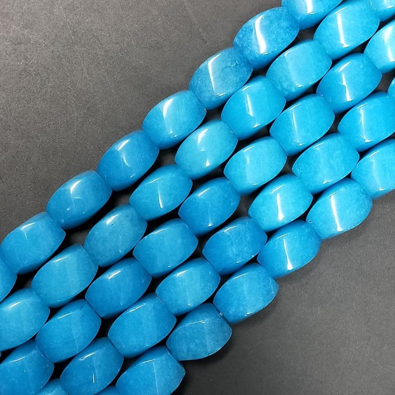 Giada Azurro in Perline Forma Twist Liscio a Mano Foro Passante 10x14mm