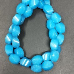 Giada Azurro in Perline Forma Twist Liscio a Mano Foro Passante 10x14mm