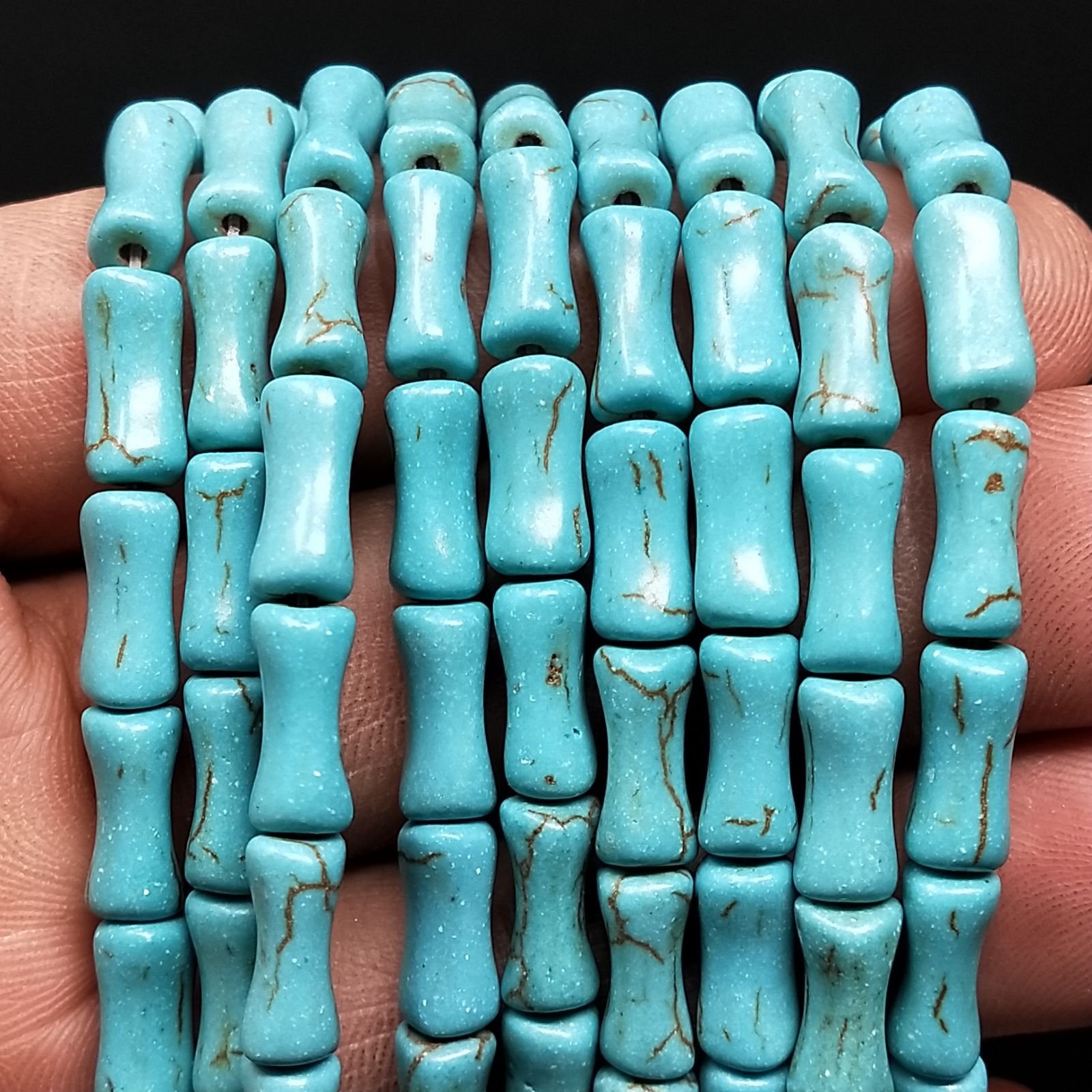 Pasta Di Turchese Perline Forma Tubetti Lavorato Liscio Foro Passante 05X10mm