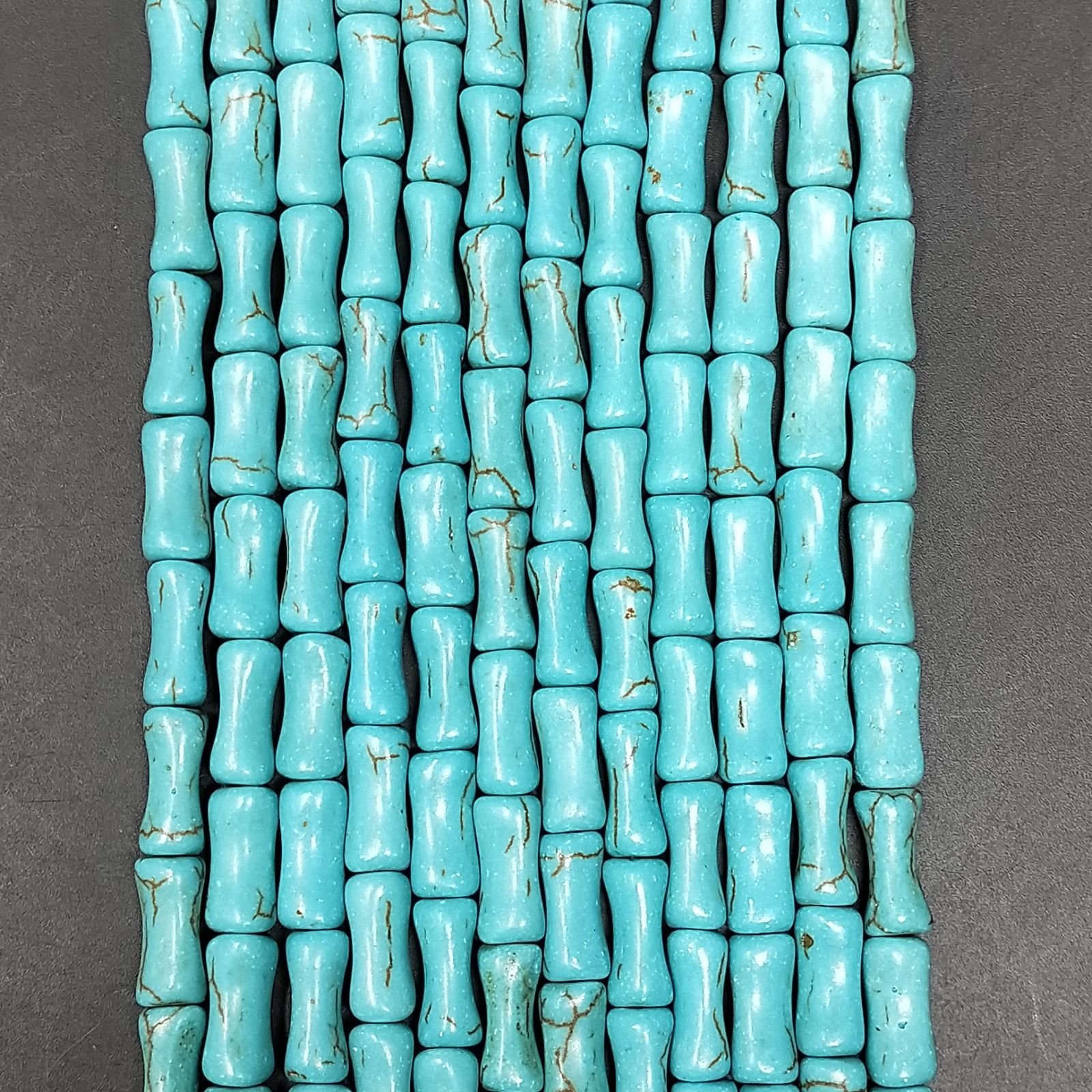 Pasta Di Turchese Perline Forma Tubetti Lavorato Liscio Foro Passante 05X10mm