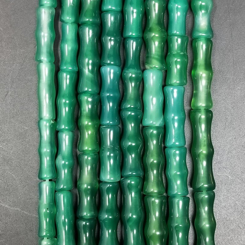 Agata Verde Perline Forma Fantasia Liscio 07X20mm