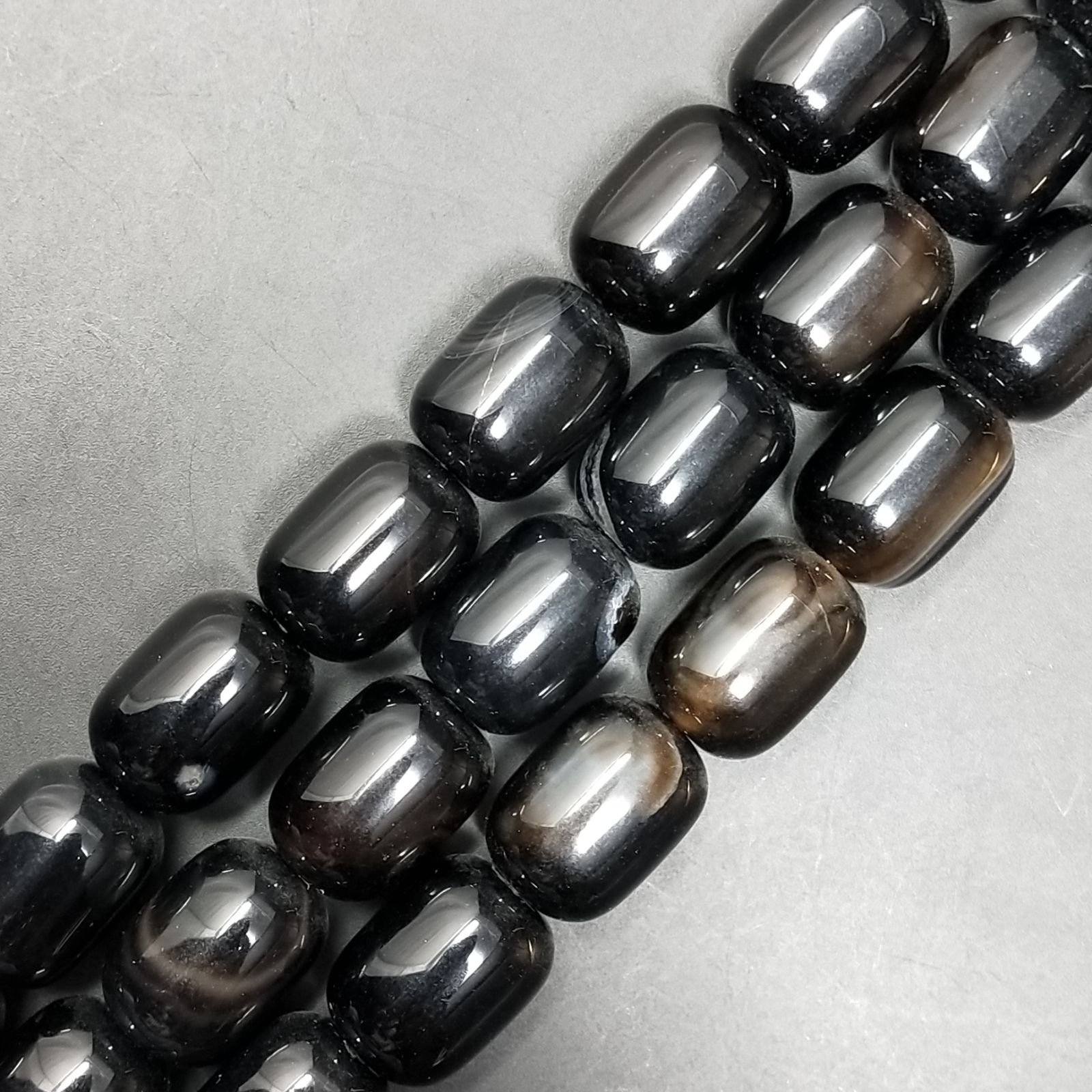 Onice Nera Perline Forma Barilotto Liscio 13X18mm