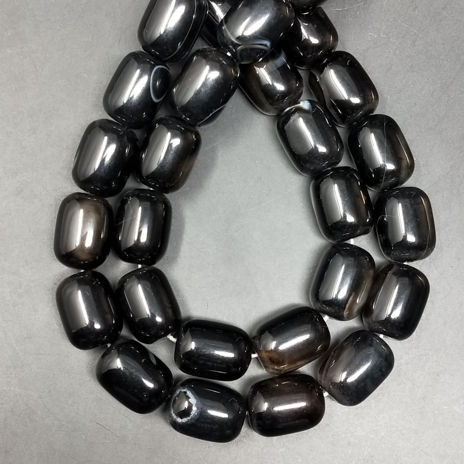 Onice Nera Perline Forma Barilotto Liscio 13X18mm