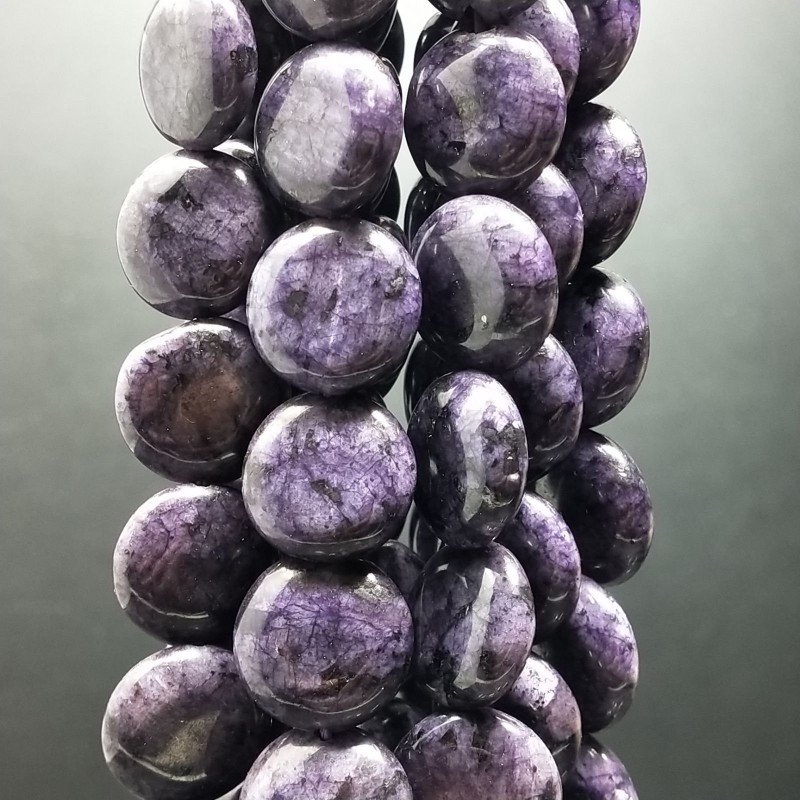 Giada viola tondo piatto liscio 15mm