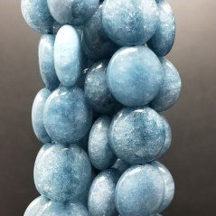 Giada blu ottanio tondo piatto liscio 15mm