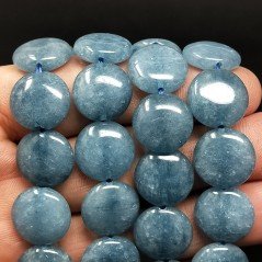 Giada blu ottanio tondo piatto liscio 15mm