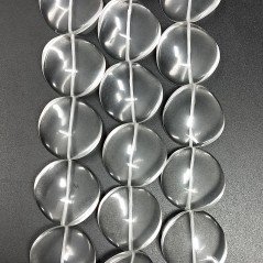 Cristallo di Rocca Naturale in Perline Forma Tondo Piatto Twist Liscio Foro Passante 25mm