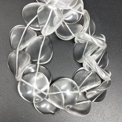 Cristallo di Rocca Naturale in Perline Forma Tondo Piatto Twist Liscio Foro Passante 25mm
