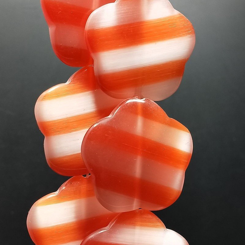 Cristallo Arancio a Strisce Perline Forma Fiori Liscio Foro Passante 38X36mm