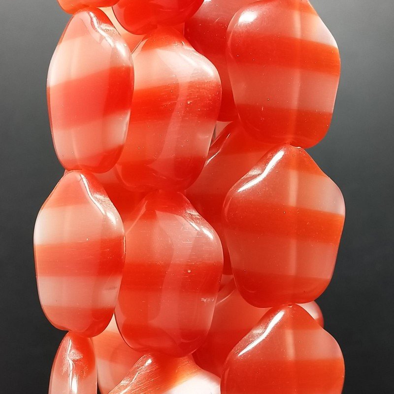 Cristallo Arancio a Strisce Perline Forma Fiori Liscio Foro Passante 30X28mm