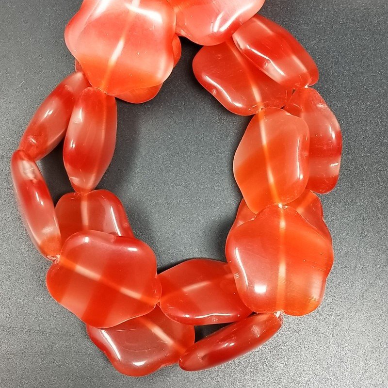 Cristallo Arancio a Strisce Perline Forma Fiori Liscio Foro Passante 30X28mm