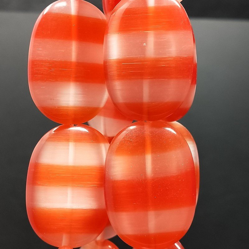 Cristallo Arancio a Strisce in Perline Forma Ovale Piatto Liscio Foro Passante 24X34mm Cristallo Arancio a Strisce in Perline Forma Ovale Piatto Liscio Foro Passante 24X34mm