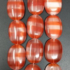 Cristallo Arancio a Strisce in Perline Forma Ovale Piatto Liscio Foro Passante 24X34mm Cristallo Arancio a Strisce in Perline Forma Ovale Piatto Liscio Foro Passante 24X34mm