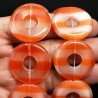 Cristallo Arancio a Strisce Perline Forma Cerchio Tondo Piatto Liscio 30mm
