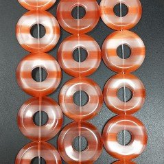 Cristallo Arancio a Strisce Perline Forma Cerchio Tondo Piatto Liscio 30mm